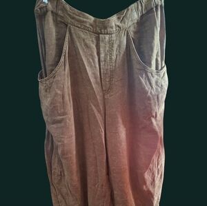 Free People Taupe Linen Trousers
